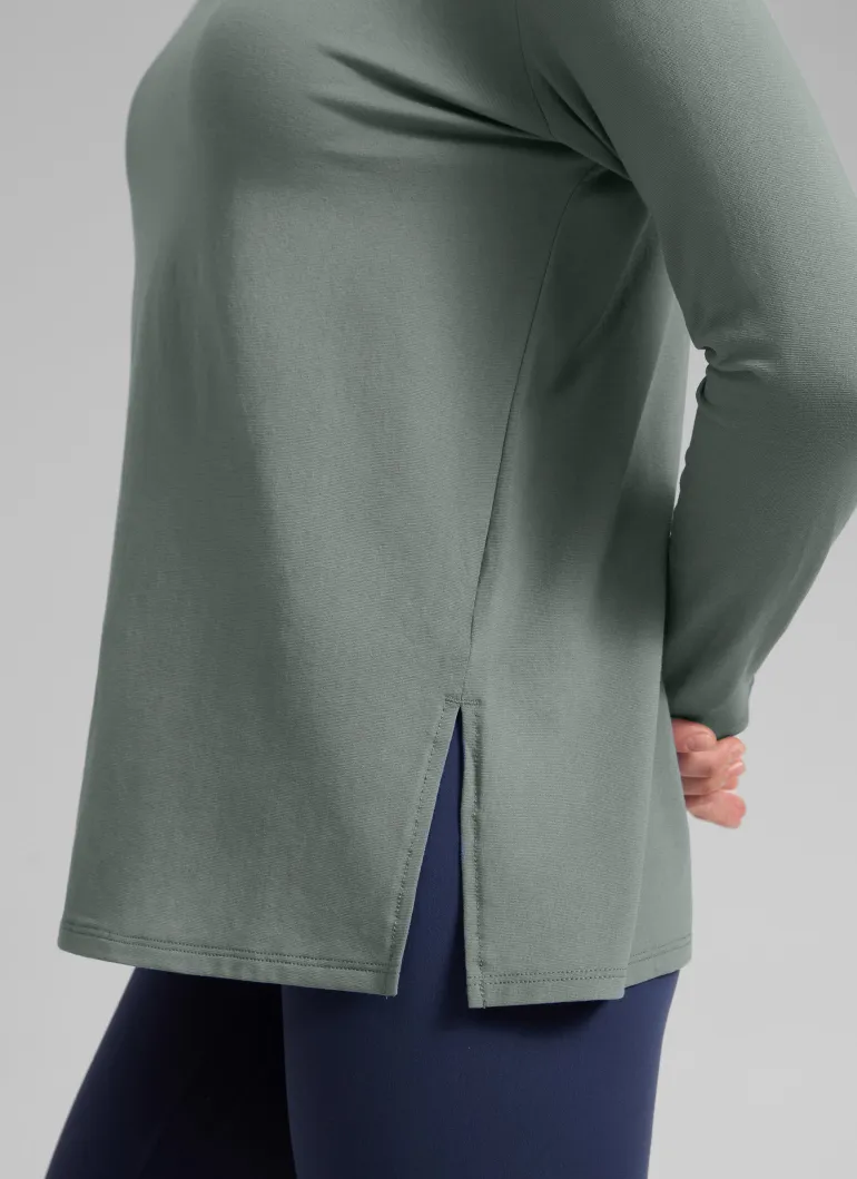 Cotton-Blend Boat Neck Long Sleeve