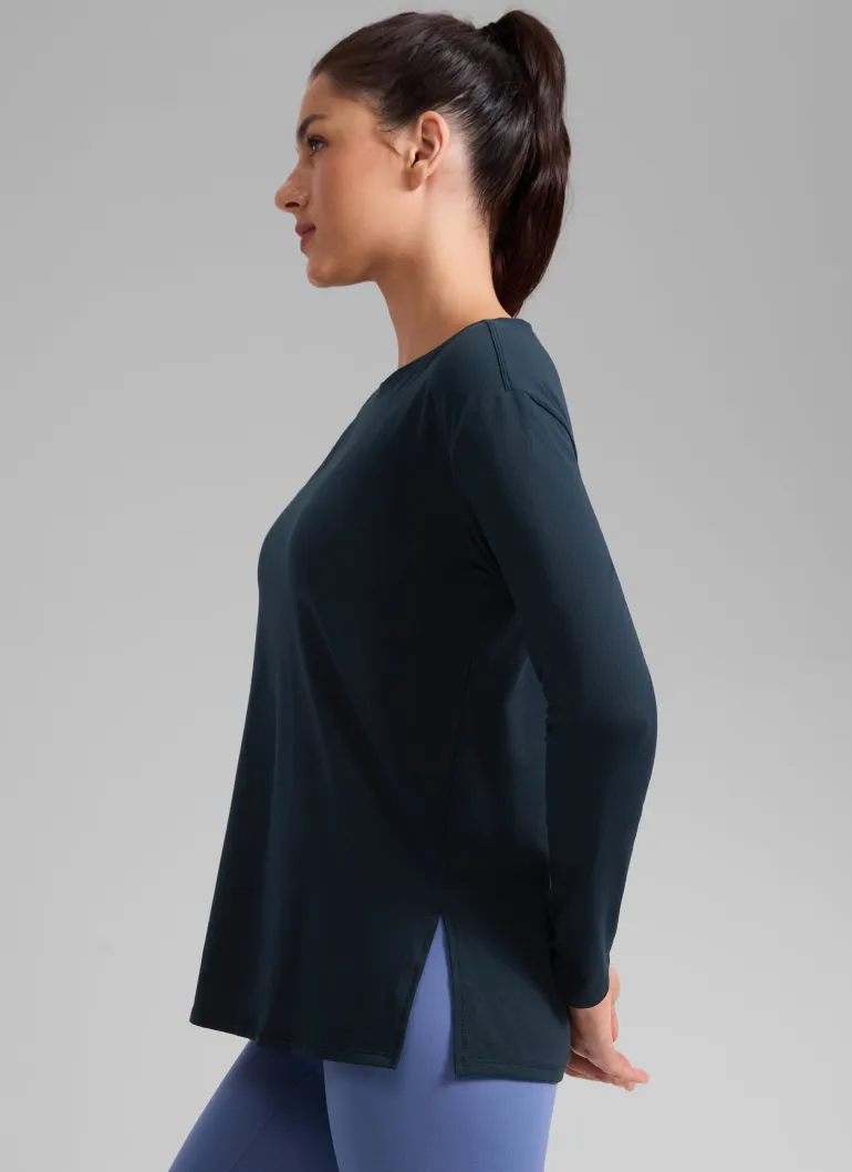 Cotton-Blend Boat Neck Long Sleeve