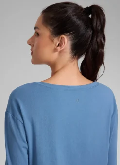 Cotton-Blend Boat Neck Long Sleeve
