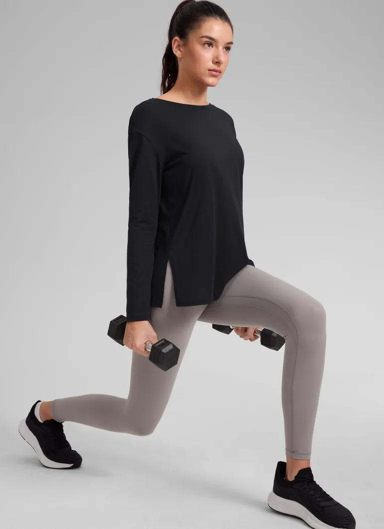 Cotton-Blend Boat Neck Long Sleeve