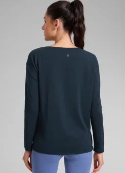 Cotton-Blend Boat Neck Long Sleeve