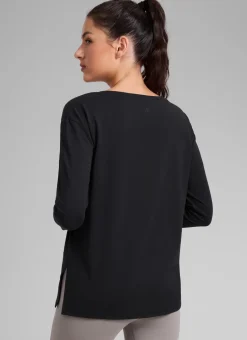 Cotton-Blend Boat Neck Long Sleeve