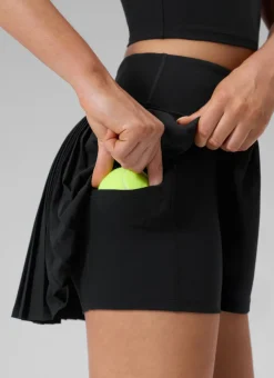 Dual-fabric Pleated Back Mini Tennis Skirt