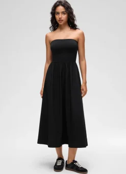 Dual-fabric Strapless Maxi Dress