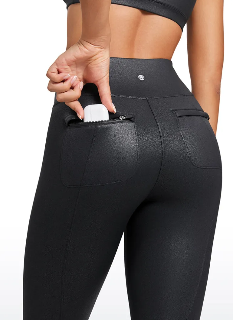 Faux Leather Back Pocket Legging 25"