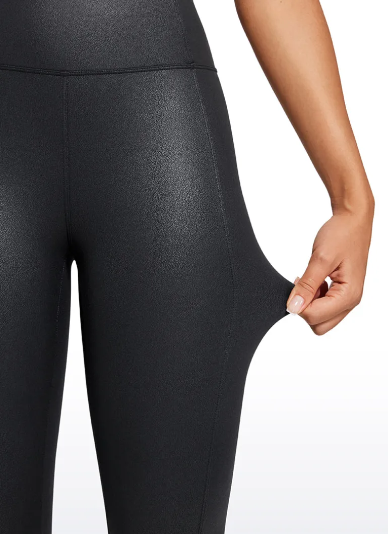 Faux Leather Back Pocket Legging 25"