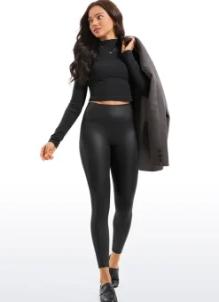 Faux Leather No Front Seam Legging 25''