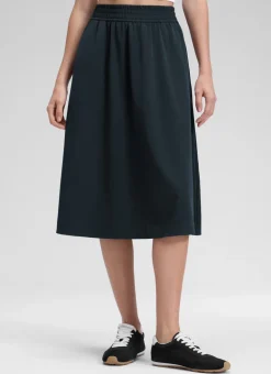Feathery-Fit Drapey Pockets Midi Skirt