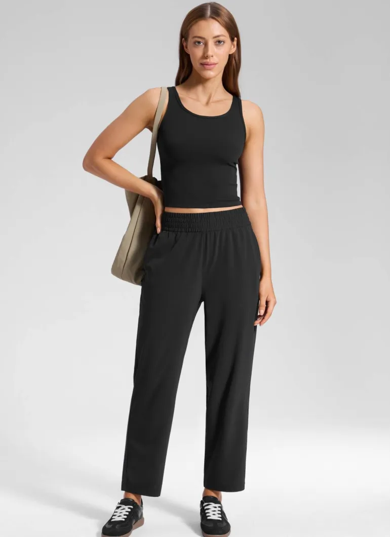 Feathery-Fit Drapey Tapered Ankle Pant 27"