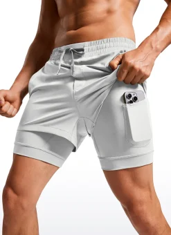 Feathery-Fit 2 in 1 Athletic Shorts 3.5''- with Pockets & Long Liner