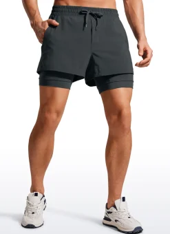 Feathery-Fit 2 in 1 Athletic Shorts 3.5''- with Pockets & Long Liner