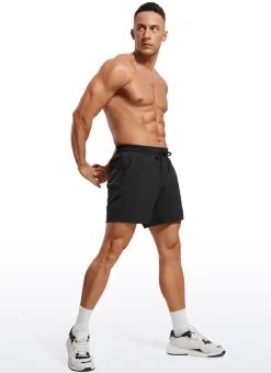 Feathery-Fit 2 in 1 Athletic Shorts 5''- with Pockets