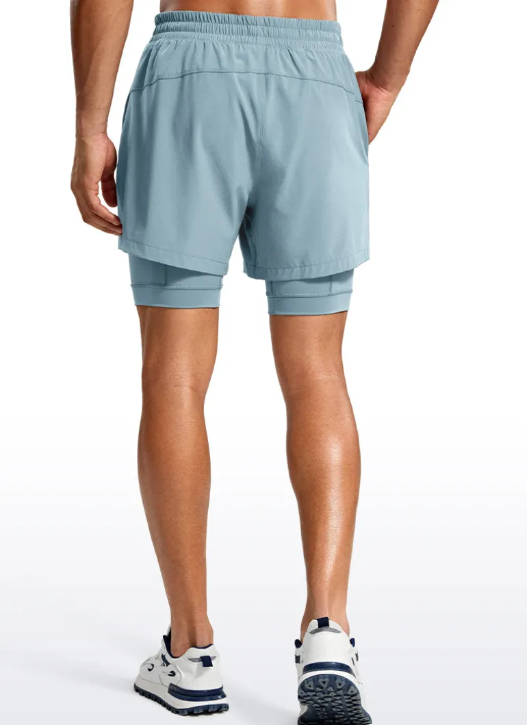 Feathery-Fit 2 in 1 Athletic Shorts 5''- with Pockets & Long Liner