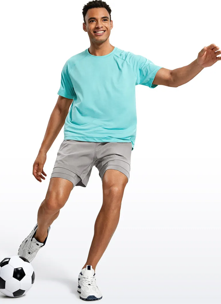 Feathery-Fit 2 in 1 Athletic Shorts 5''- with Pockets & Long Liner