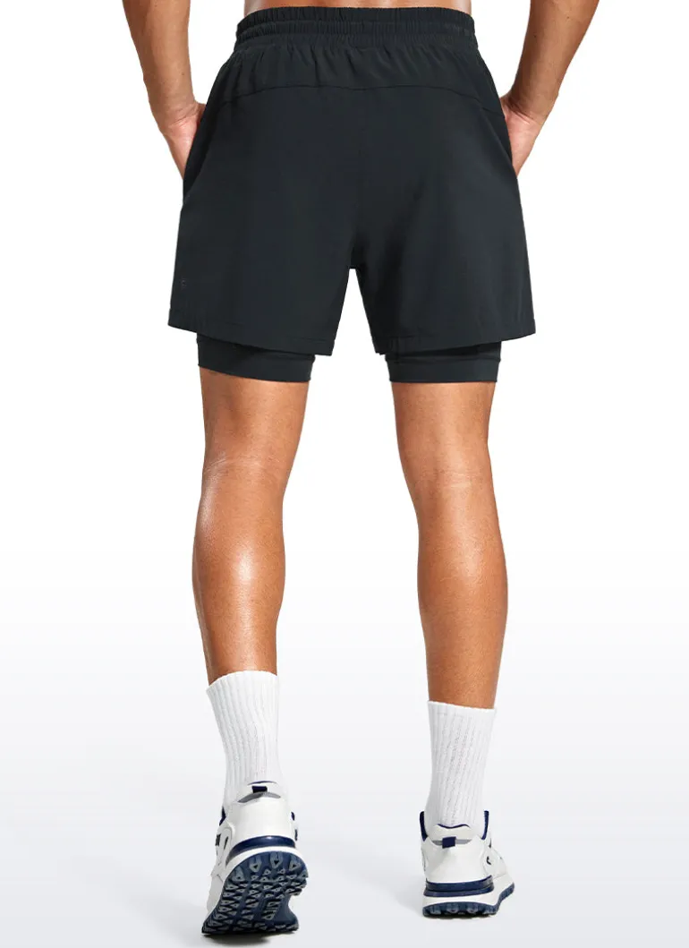 Feathery-Fit 2 in 1 Athletic Shorts 5''- with Pockets & Long Liner