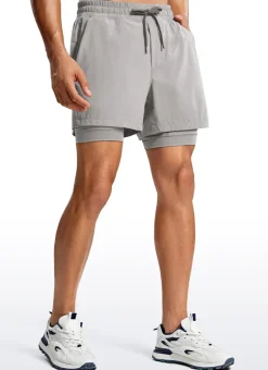 Feathery-Fit 2 in 1 Athletic Shorts 5''- with Pockets & Long Liner