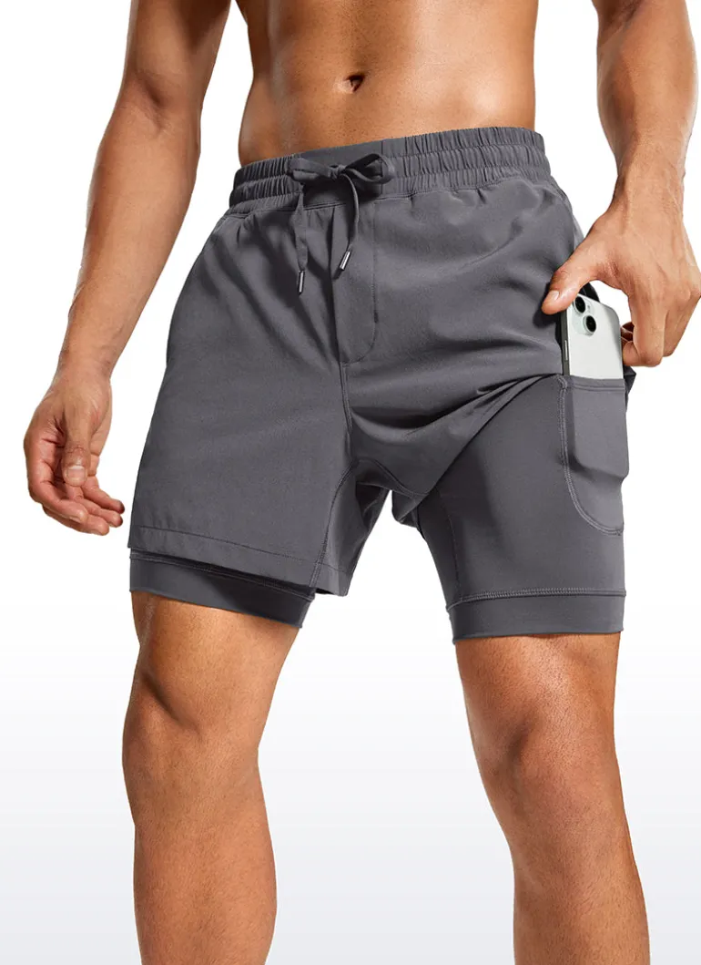 Feathery-Fit 2 in 1 Athletic Shorts 5''- with Pockets & Long Liner