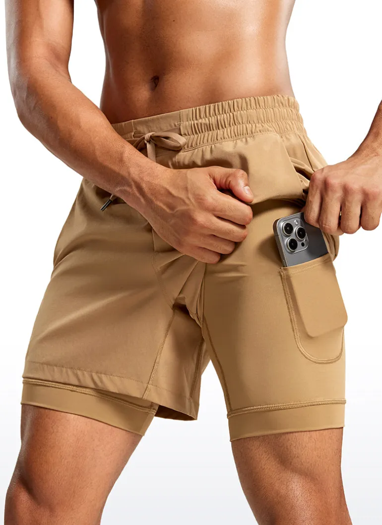 Feathery-Fit 2 in 1 Athletic Shorts 5''- with Pockets & Long Liner