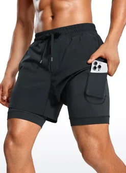 Feathery-Fit 2 in 1 Athletic Shorts 5''- with Pockets & Long Liner