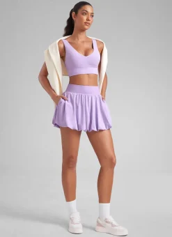 Feathery-Fit Soft Bubble Hem Balloon Ruffle Skort