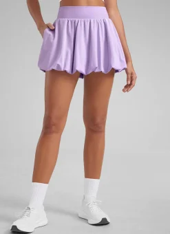 Feathery-Fit Soft Bubble Hem Balloon Ruffle Skort