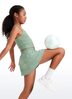 Feathery-Fit Soft Girls Athletic Ruffle Skirts with Shorts