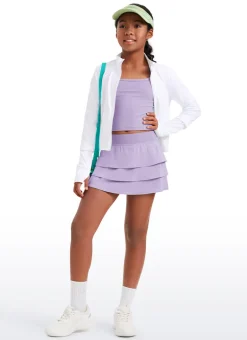 Feathery-Fit Soft Girls Athletic Ruffle Skirts with Shorts