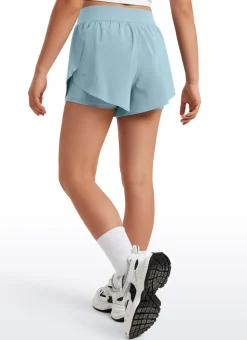 Feathery-Fit Soft Girls 2 in 1 High Rise Dolphin Lined Shorts 2.5''