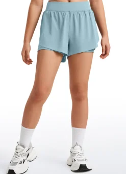 Feathery-Fit Soft Girls 2 in 1 High Rise Dolphin Lined Shorts 2.5''