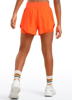 Feathery-Fit Soft Girls 2 in 1 High Rise Dolphin Lined Shorts 2.5''