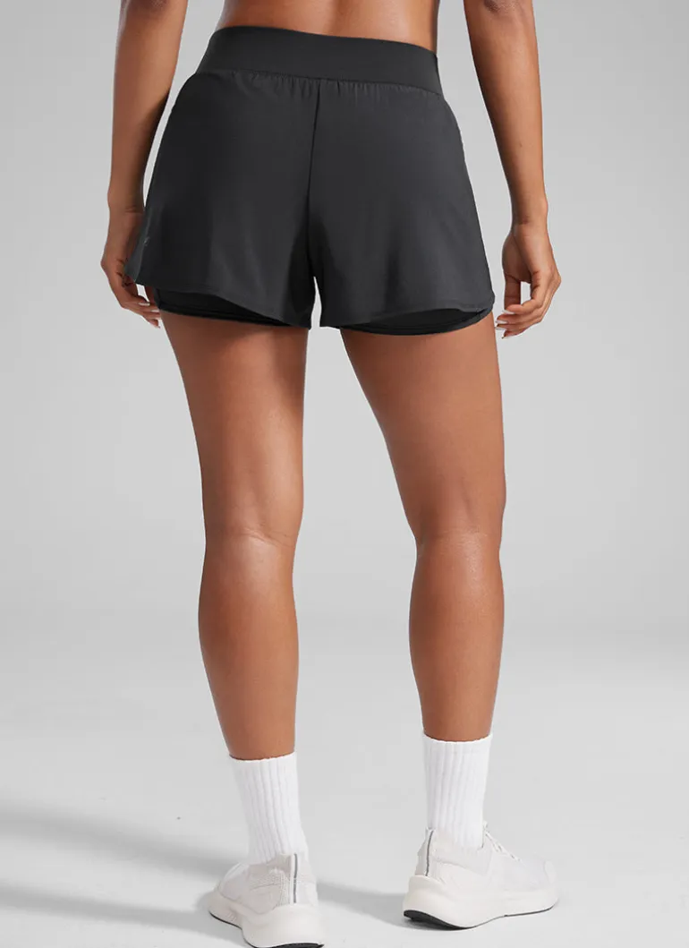 Feathery-Fit Soft 2 in 1 Zip Pocket Shorts 3"