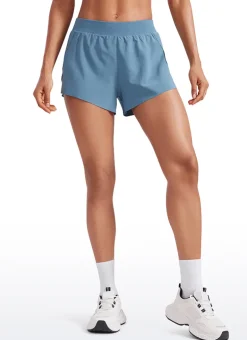 Feathery-Fit Soft Low Waisted V Split Mesh Lined Shorts 2.5''