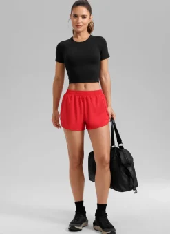 Feathery-Fit Soft Mid Rise Half Split Shorts 2.5''