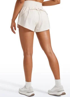 Feathery-Fit Soft Ruffled Trim Shorts 3''