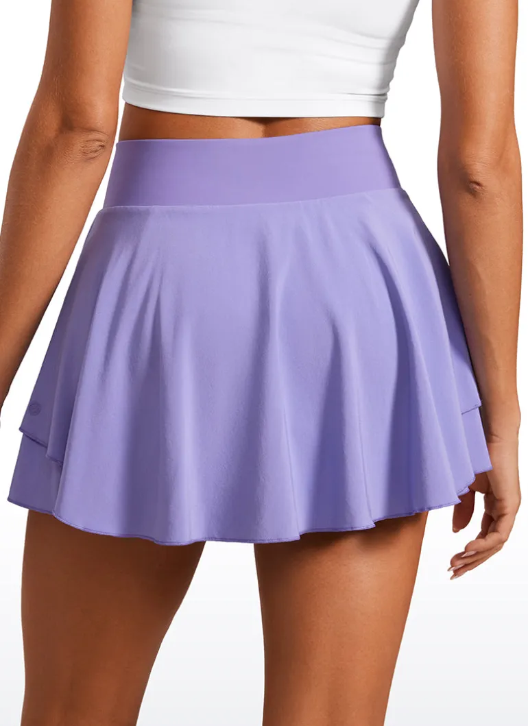 Feathery-Fit Soft Ruffle Layered Skirt 13''