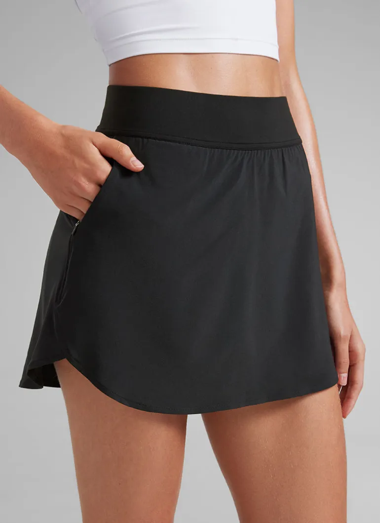 Feathery-Fit Soft Zipper Pocket Skirt 14.5"