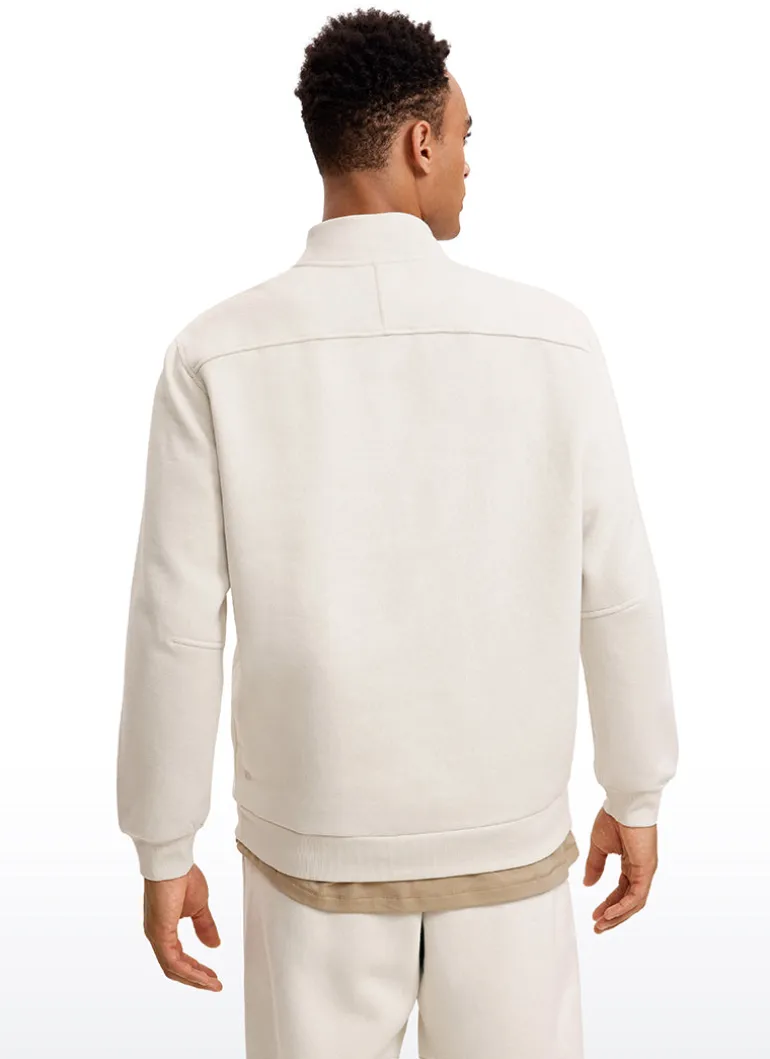 Fleece Lined Half Zip Sweatshirts Mock Neck
