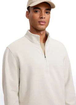 Fleece Lined Half Zip Sweatshirts Mock Neck