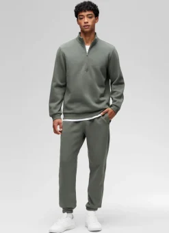 Fleece Lined Half Zip Sweatshirts Mock Neck