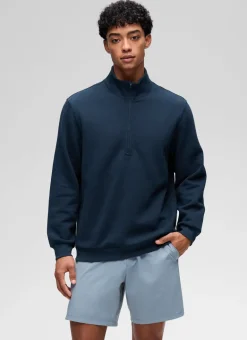 Fleece Lined Half Zip Sweatshirts Mock Neck