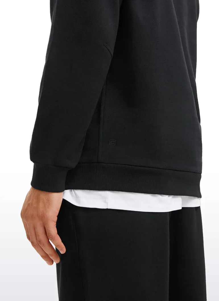Fleece Lined Half Zip Sweatshirts Mock Neck