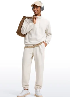 Fleece Lined Half Zip Sweatshirts Mock Neck