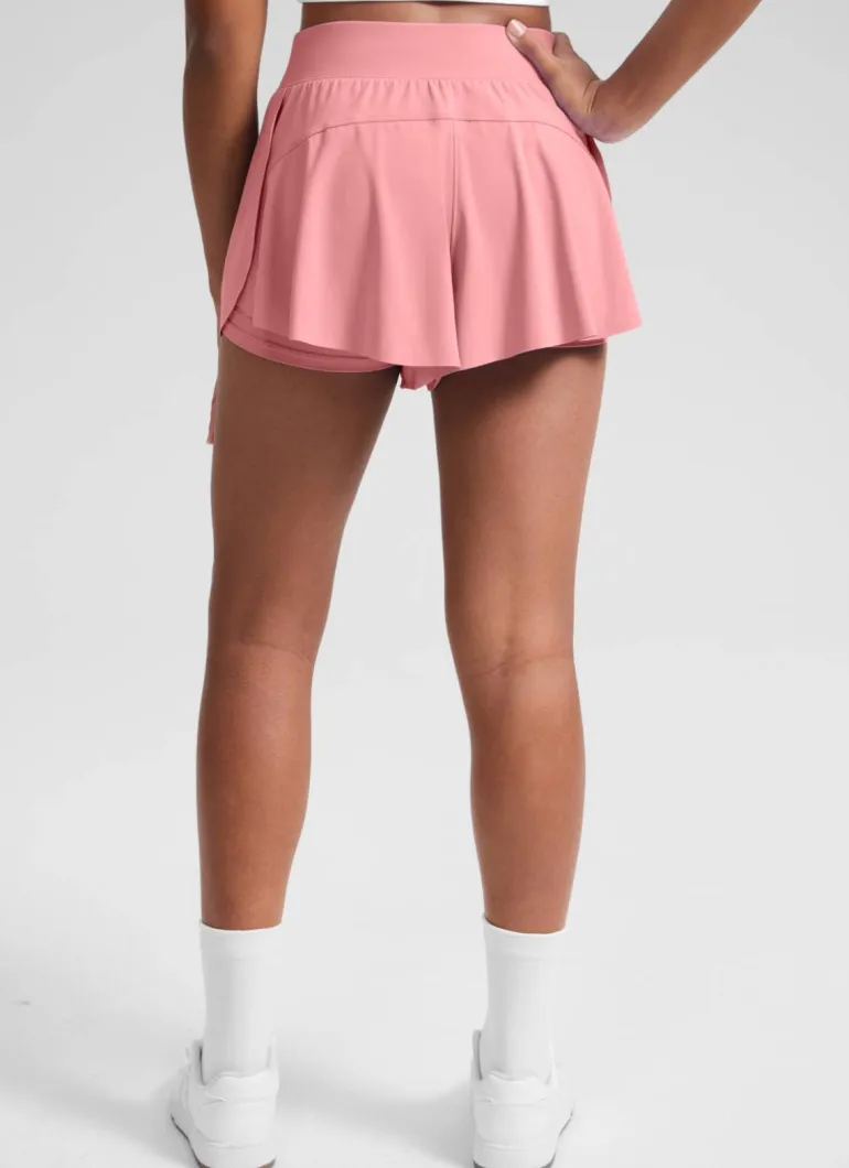 Girls High Rise 2 in 1 Flowy Sport Shorts 2.5''