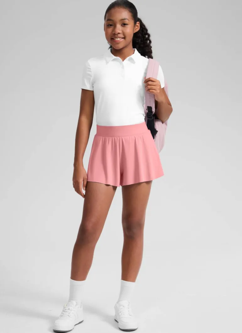 Girls High Rise 2 in 1 Flowy Sport Shorts 2.5''