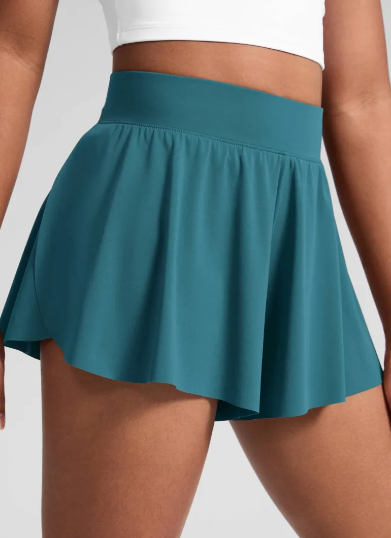 Girls High Rise 2 in 1 Flowy Sport Shorts 2.5''
