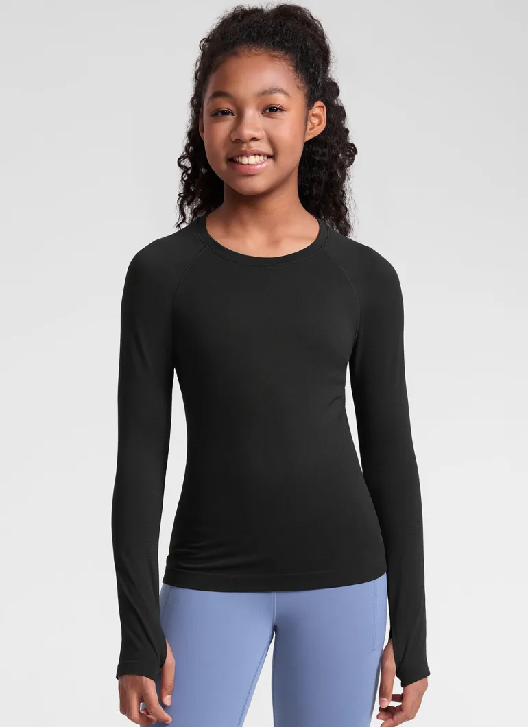 Girls Seamless Hip Length Long Sleeve