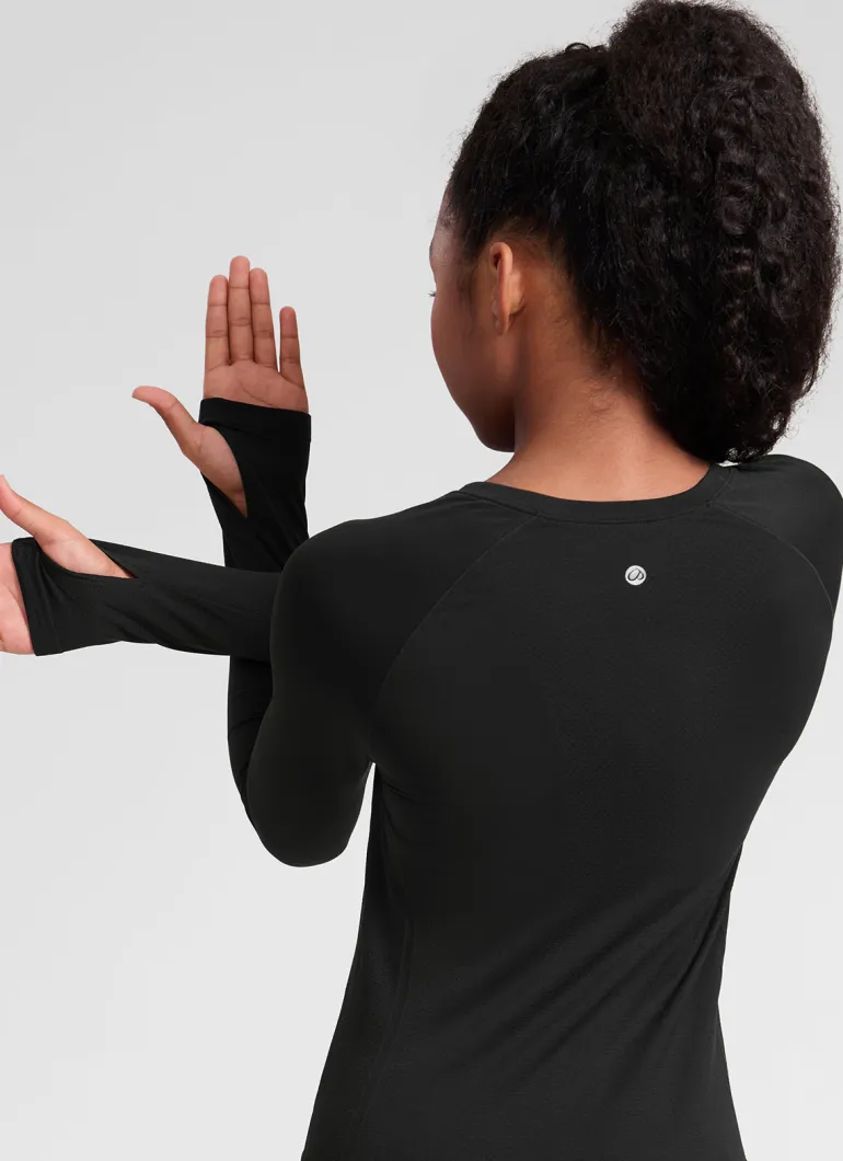 Girls Seamless Hip Length Long Sleeve