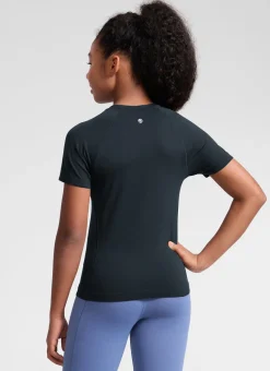 Girls Seamless Hip Length Short Sleeve