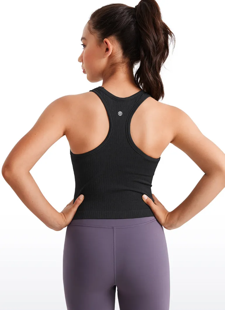 Girls Seamless Ribbed Scoop Neck Tank Racerback