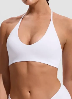 Halter Crewneck Self Tie Bikini Top
